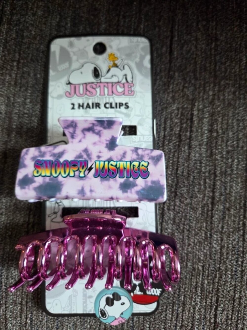 New Justice brand Snoopy 2 pk hair clips